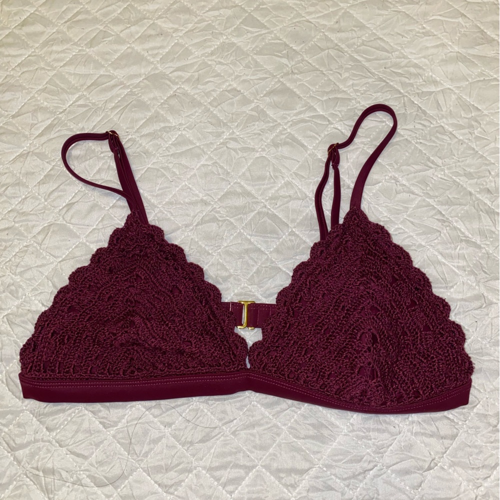 Magenta Crochet Bathing Suit Top Triangle Bikini by Xhilaration size L